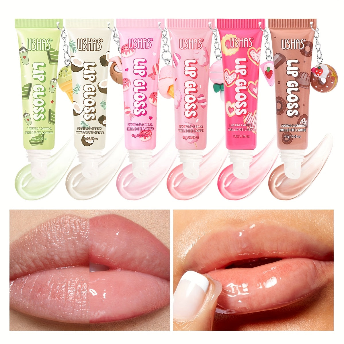 Lip gloss con llavero USHAS