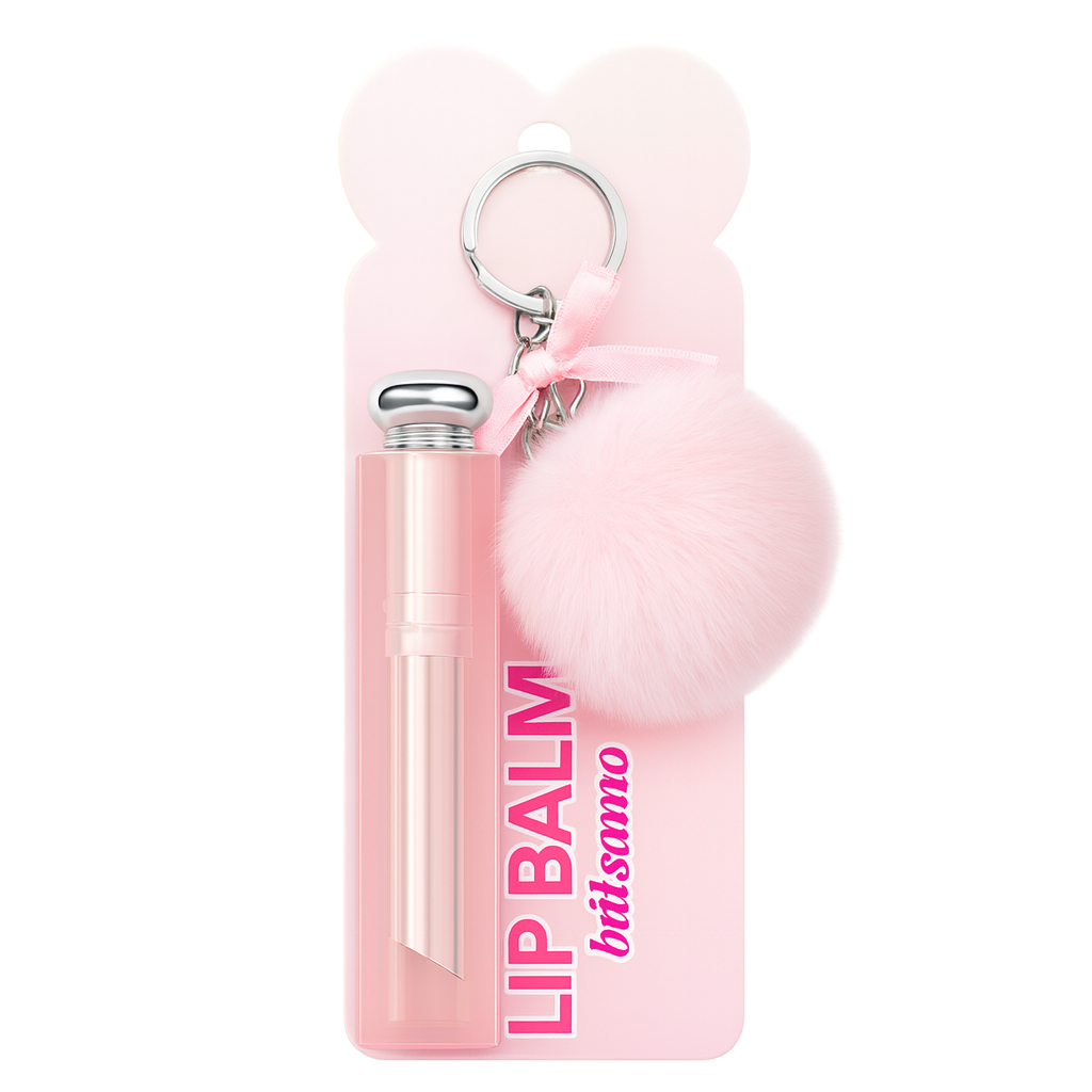 Lip balm con llavero pompón