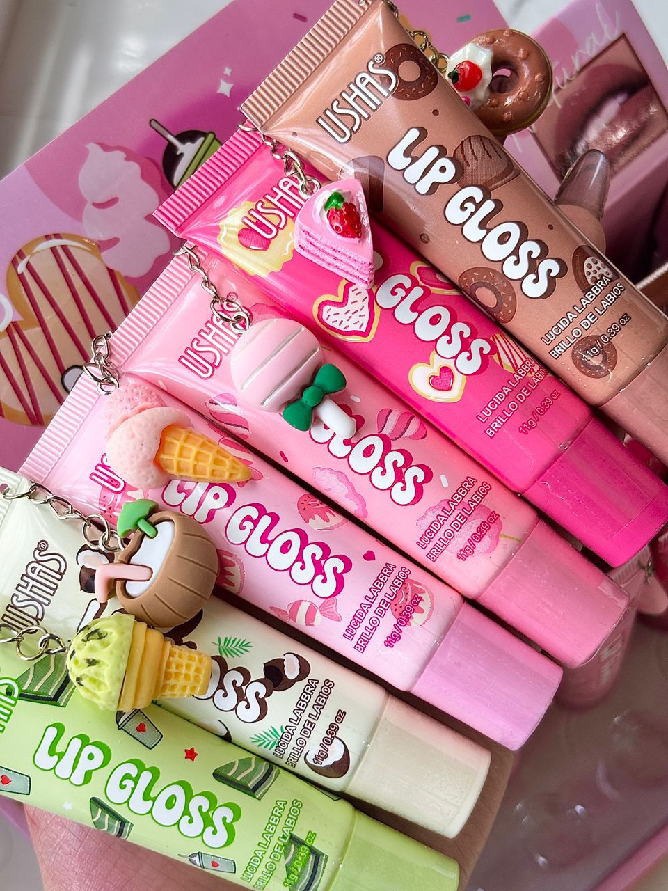 Lip gloss con llavero USHAS
