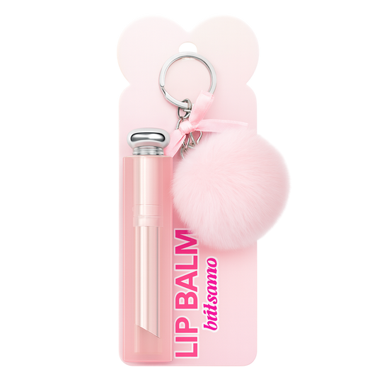Lip balm con llavero pompón